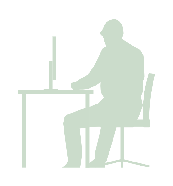 Silhouette einer Person am Schreibtisch