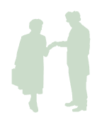 Silhouette zweier älterer Menschen